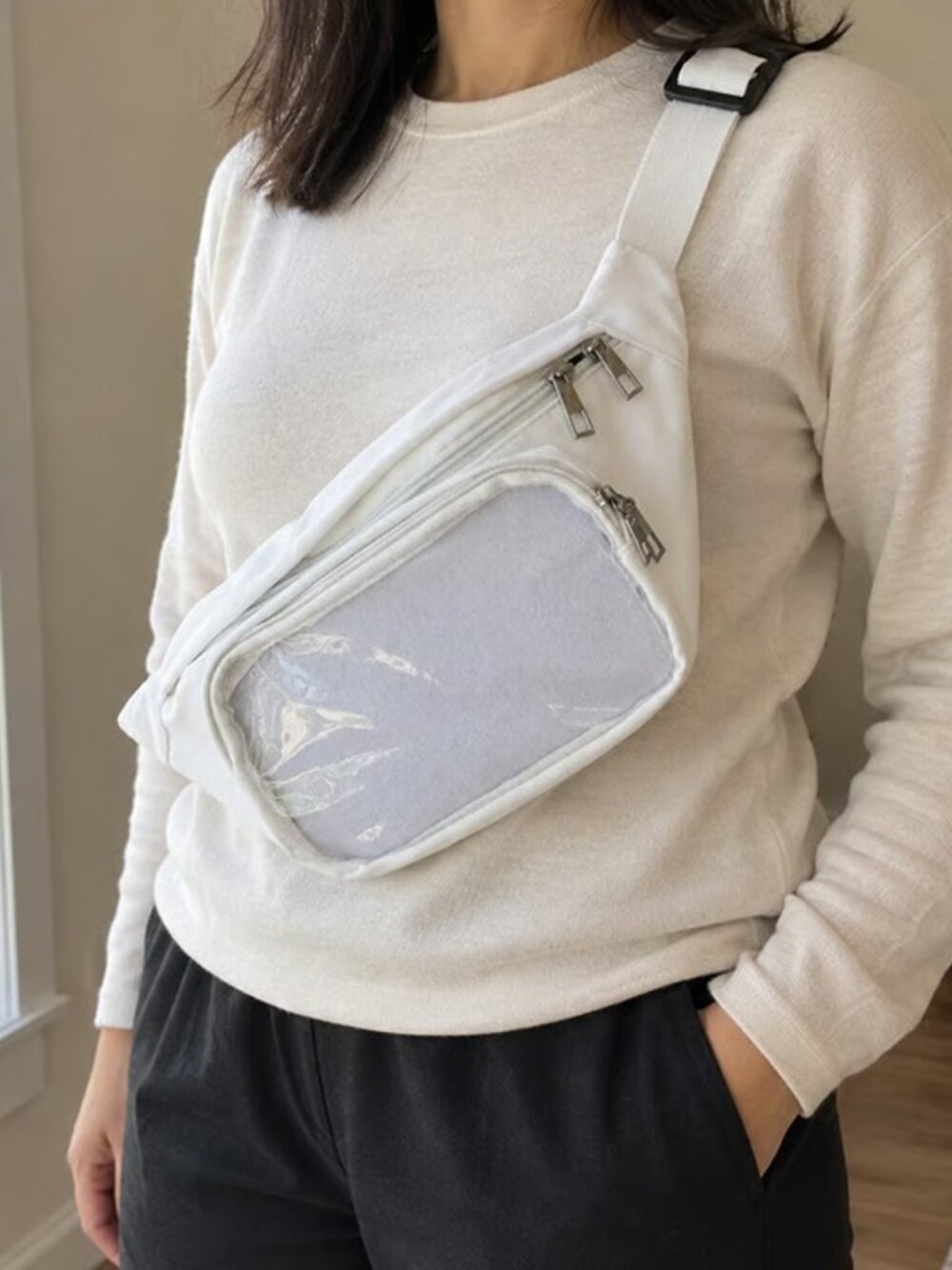 Ivory Y2K Kawaii Ita Bag Crossbody Waist Bag Clear Window Anime Sling Purse